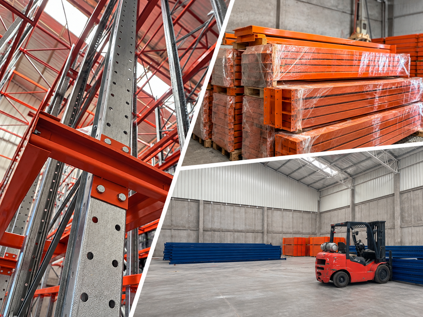 Componentes y montaje de racks industriales Racker en bodega