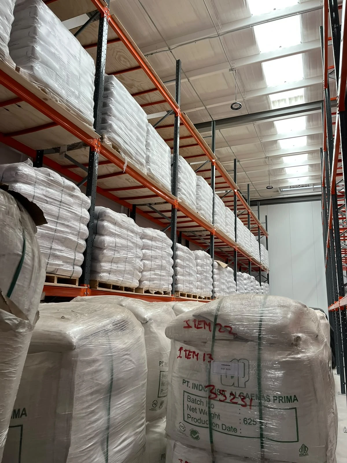 Rack selectivo con carga palletizada en bodega industrial de Quilicura